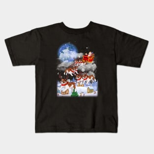 Santa Clause Drives Bulldog Reindeer Sleigh Kids T-Shirt